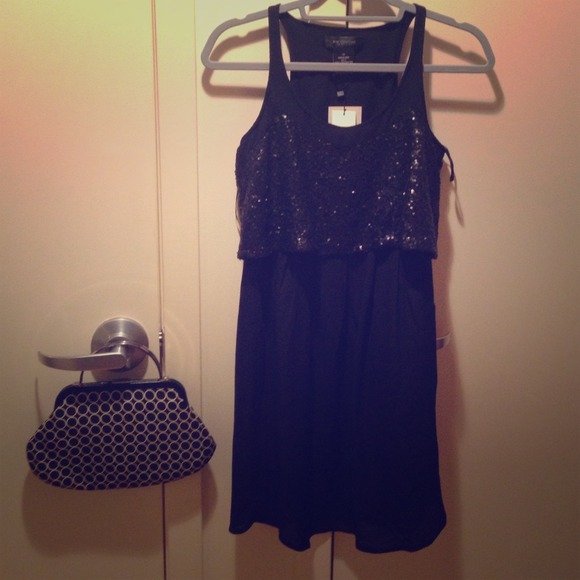 Black sequence midriff-esque dress