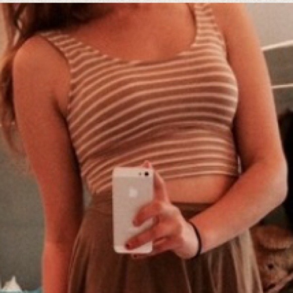 Striped Crop top w/ Criss Ceoss Back