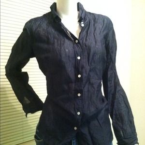 Jcrew navy crinkle top, ruffle tank, & leopard top