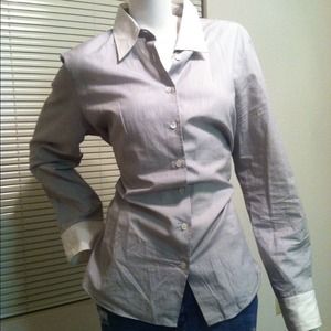 Jcrew pinstripe shirt & wool navy/gray swtr vest