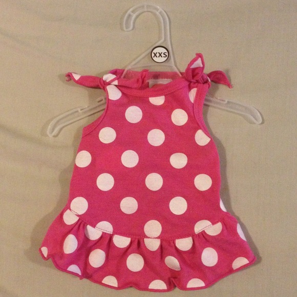 XXS dog dress! Pink polka dots