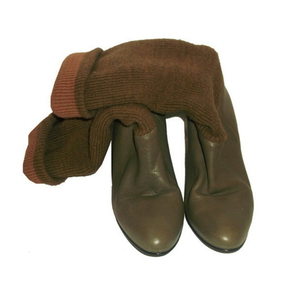 SOLD VTG Nine West Leg Warmer Knit Leather Boots - Picture 2 of 4