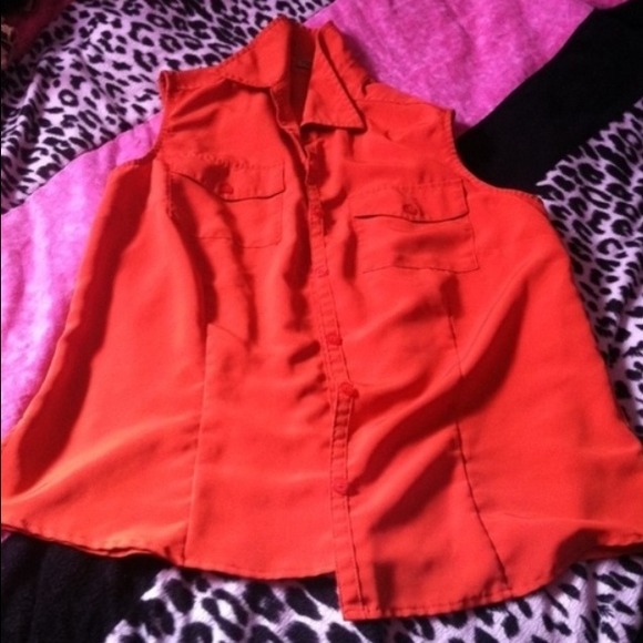 Orange sleeveless shirt