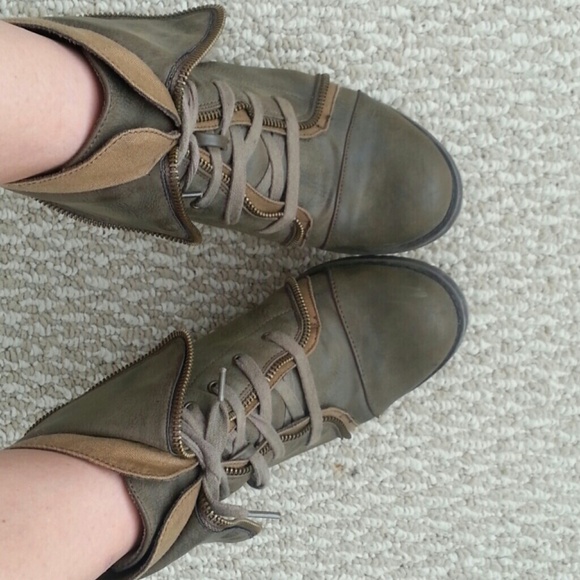 Wooden heeled booties