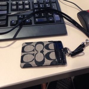 BLACK COACH LANYARD FOR ID