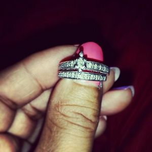 White Gold CZ Wedding Band & Engagement Ring