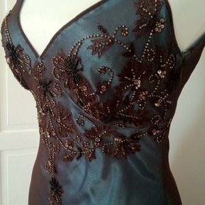 Beaded formal gown, 100% silk