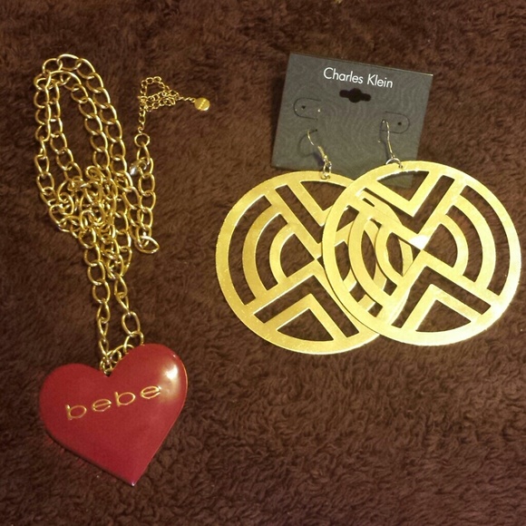 Bebe authentic necklace / large earrings