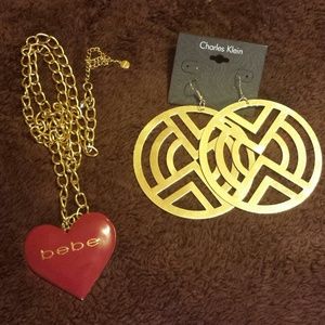 Bebe authentic necklace / large earrings
