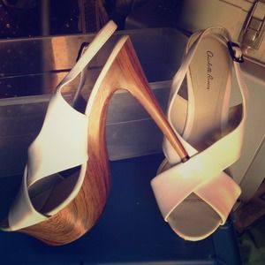 Charlotte Russe white open toe heels