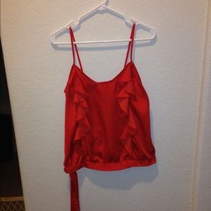 Fun ruffled orange tank top