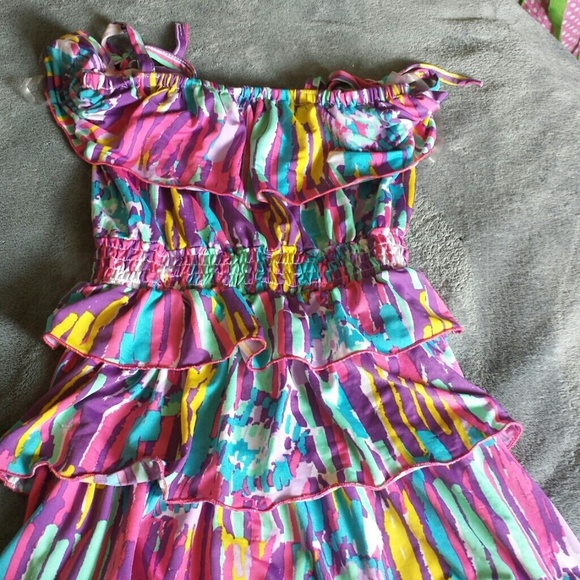 Multi color spagetti tie strap dress