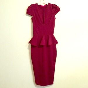 Cap Sleeve Peplum Midi Dress