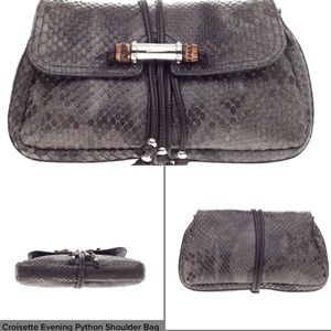 Authentic Gucci Python Bamboo Silver chain clutch