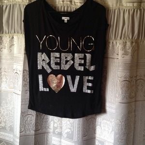 Express Young Rebel Love Black Tee
