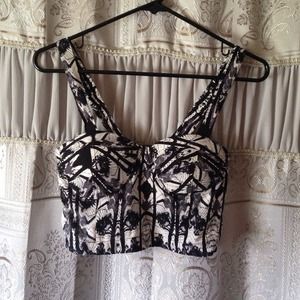 Wetseal Black and White Tribal Crop Top