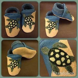 Sea turtle soft soled leather baby shoes