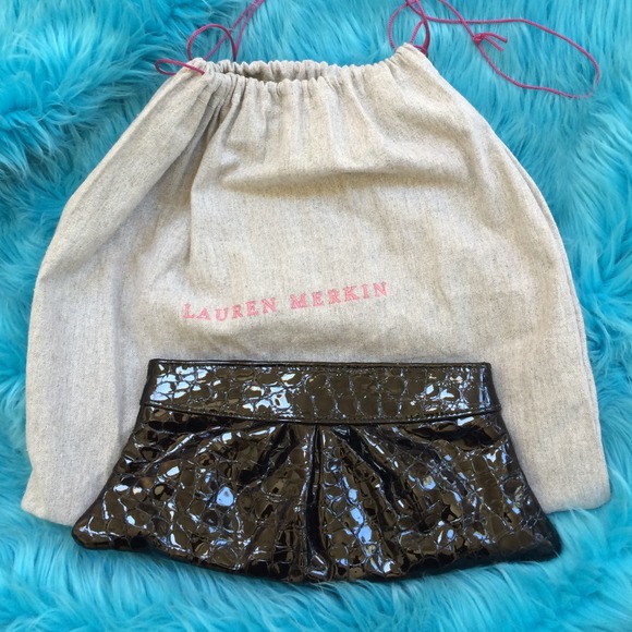 LAUREN MERKIN "Louise" Croc embossed Clutch Bag