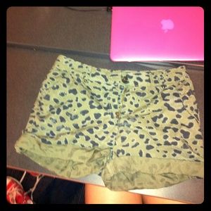 H&M Olive Green leopard shorts