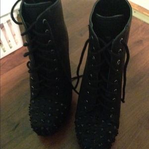 Black lace up booties