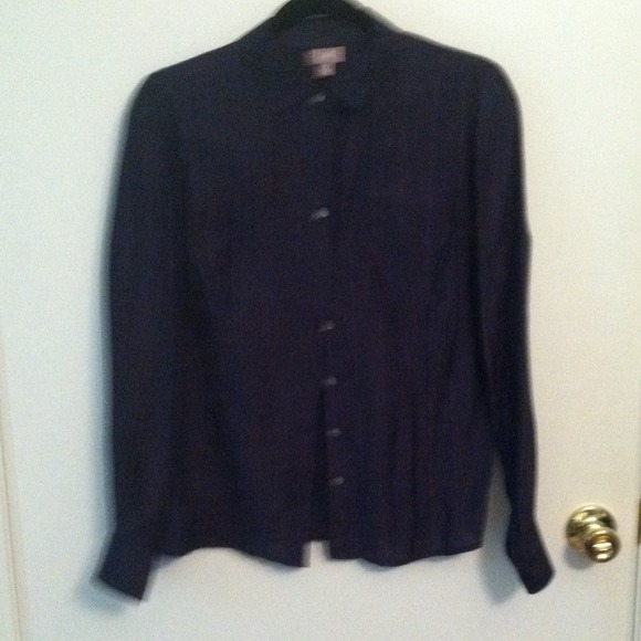 Dark blue button-down top
