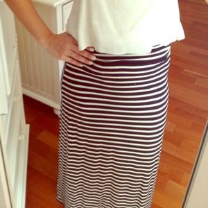 J. Crew. Navy and Cream Maxi Skirt NWT