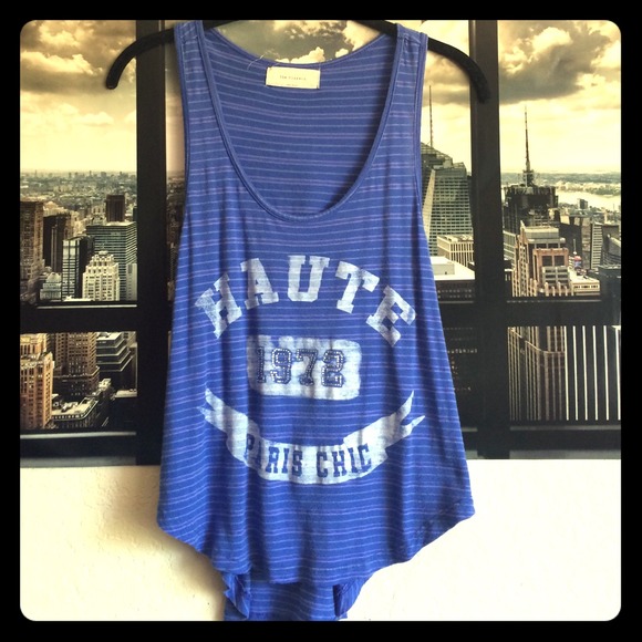 Blue striped sleeveless top
