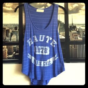 Blue striped sleeveless top