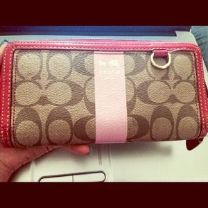 Coach Heritage Pink Striped Wallet- Lightly used
