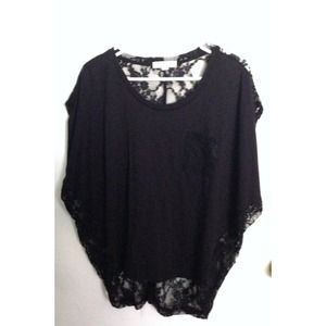 Black dolman top w/ mesh see through back