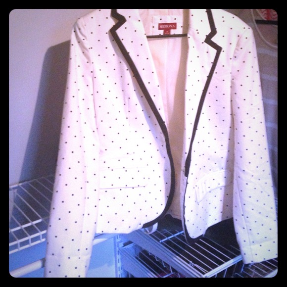 Cream and black polka dot blazer