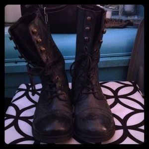 Steve Madden Black Combat Boots