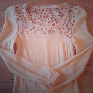 Blush lace and chiffon blouse