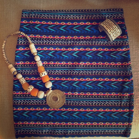 *SOLD*Tribal high waist body con skirt
