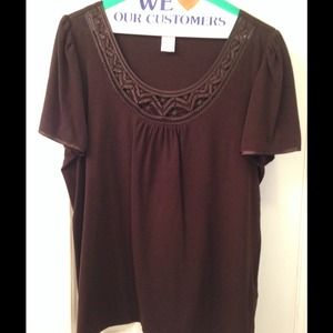 Beautiful Brown top with embroidery stitching