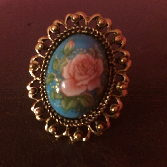 Bronze antique floral adjustable ring