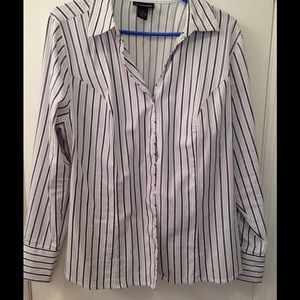White with grey Strips button down dress shirt