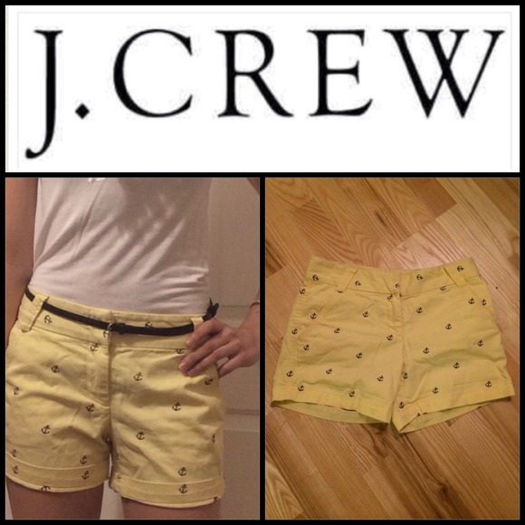 J. Crew Yellow Anchor Print Shorts