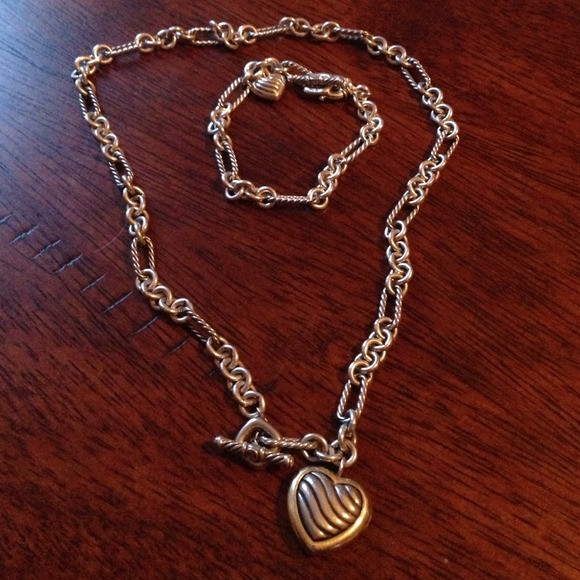 David Yurman Figaro Heart Necklace & Bracelet Set - Picture 2 of 4