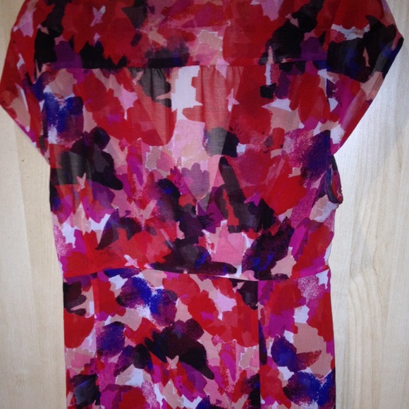 Banana Republic Red Faux Wrap Blouse, Large Petite - Picture 2 of 3