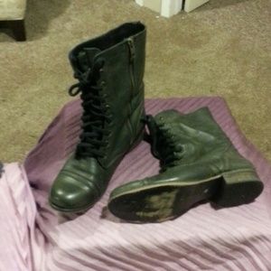 Steve Madden Trooper Black Leather Boots
