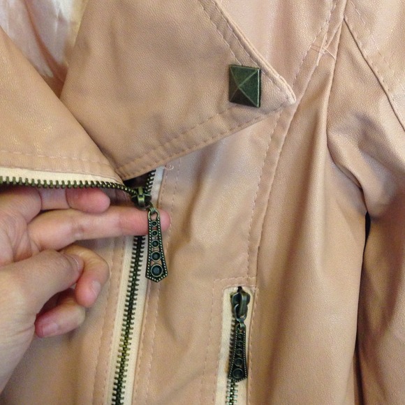 - pink vegan leather jacket - - Picture 2 of 4