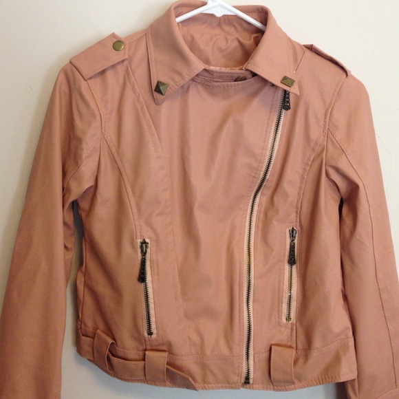 - pink vegan leather jacket - - Picture 3 of 4