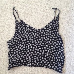 Brandy melville navy floral low back tank top