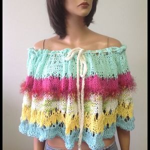 Hand Knit Circular Shawl Wrap Spring Summer Stylis