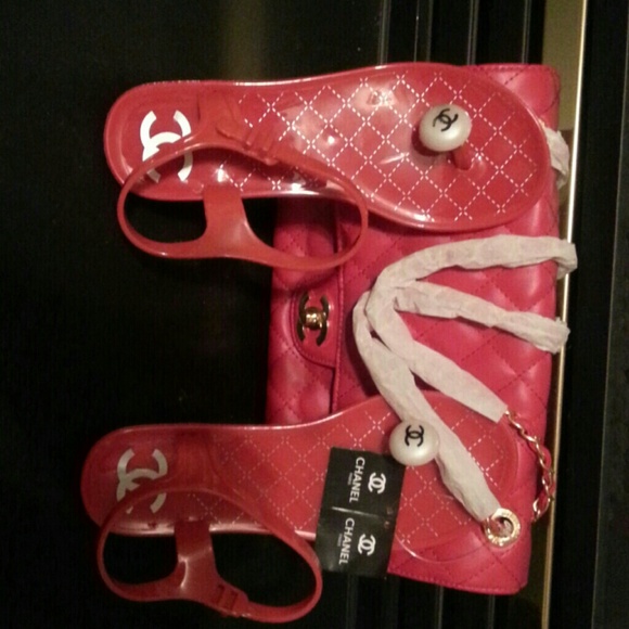 Bundle package red bag and Jelly sandal