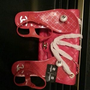 Bundle package red bag and Jelly sandal