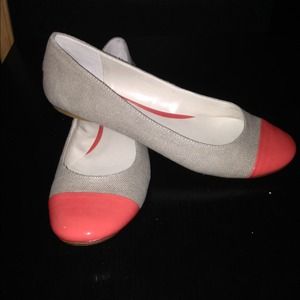 Coral and Khaki Ballet Flats