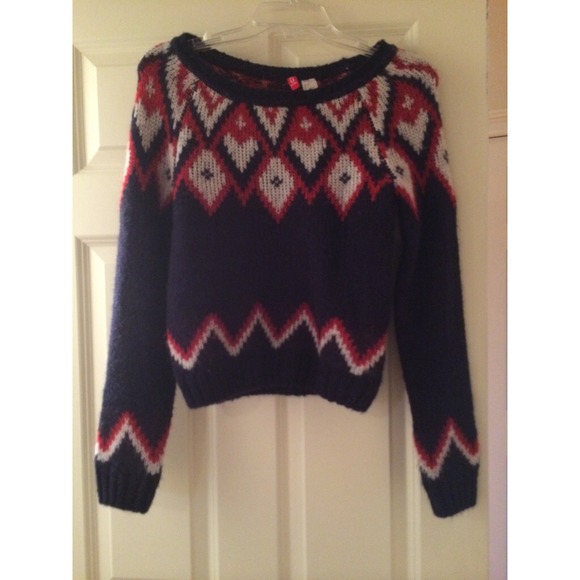 H&M Sweaters - Cropped red white and blue sweater