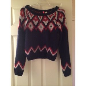 Cropped red white and blue sweater
